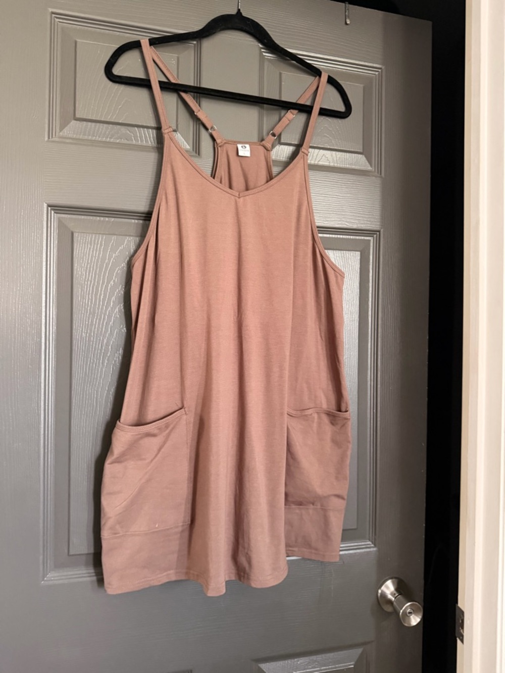 Sleeveless Pocket Camisole Dress in Taupe